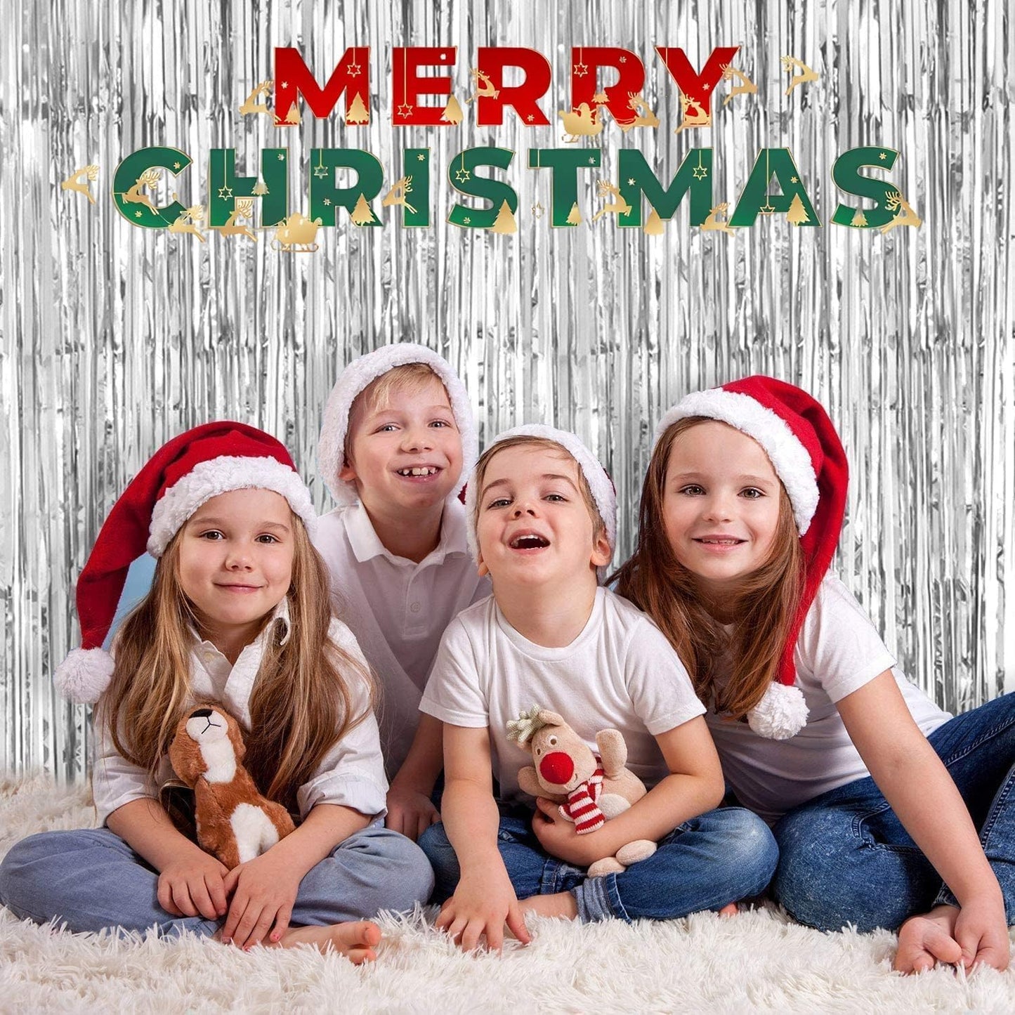 Foil Fringe Curtain Christmas Party Decorations - Silver Metallic Tinsel Photo Booth Backdrop Party Steamers Curtains for 25th Birthdays Decorations Anniversary New Years Eve Bachelorette Parties