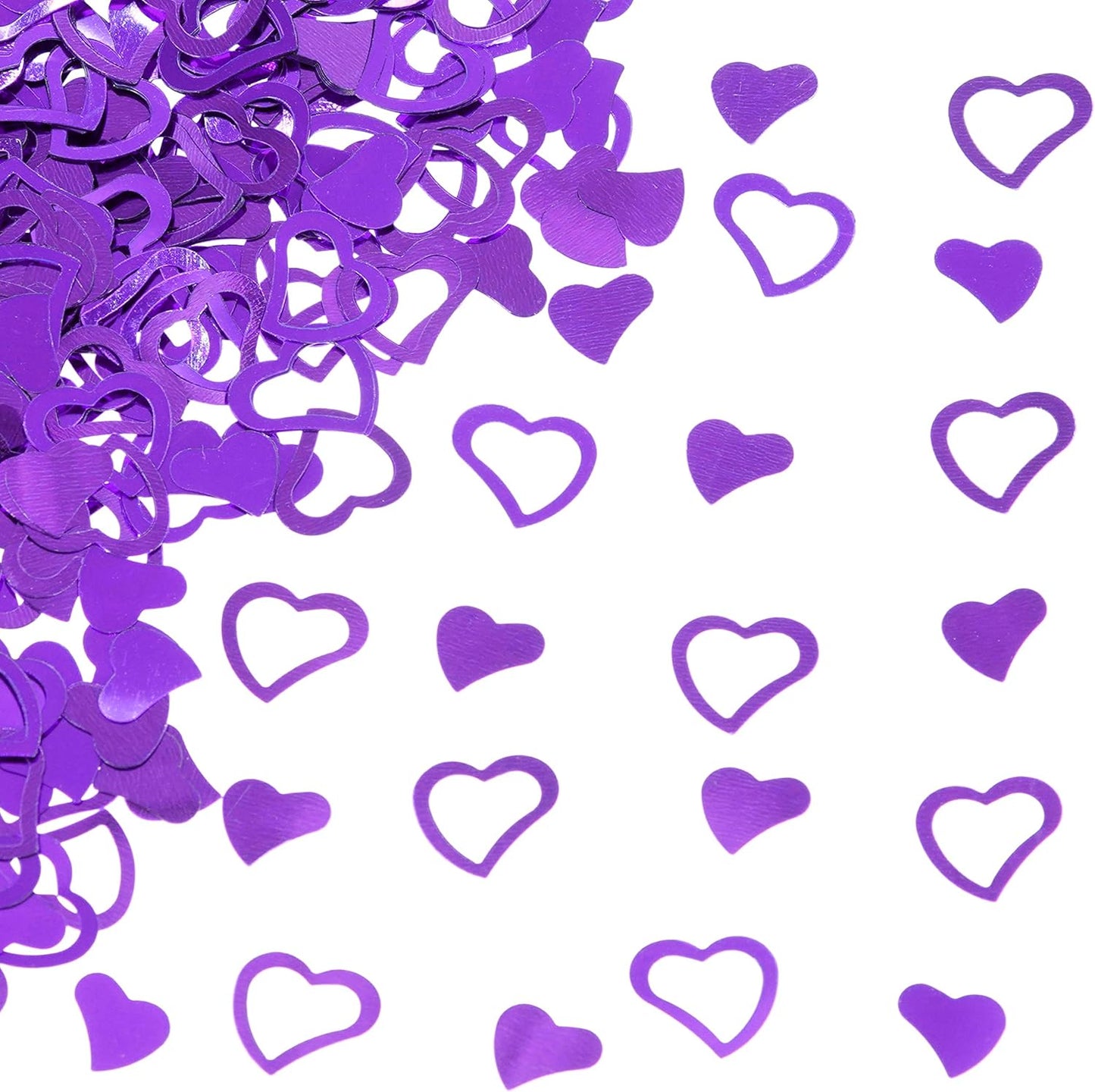 Purple Love Heart Table Confetti - Valentines Party Foil Metallic Sequins Sprinkles Decorations, 60g