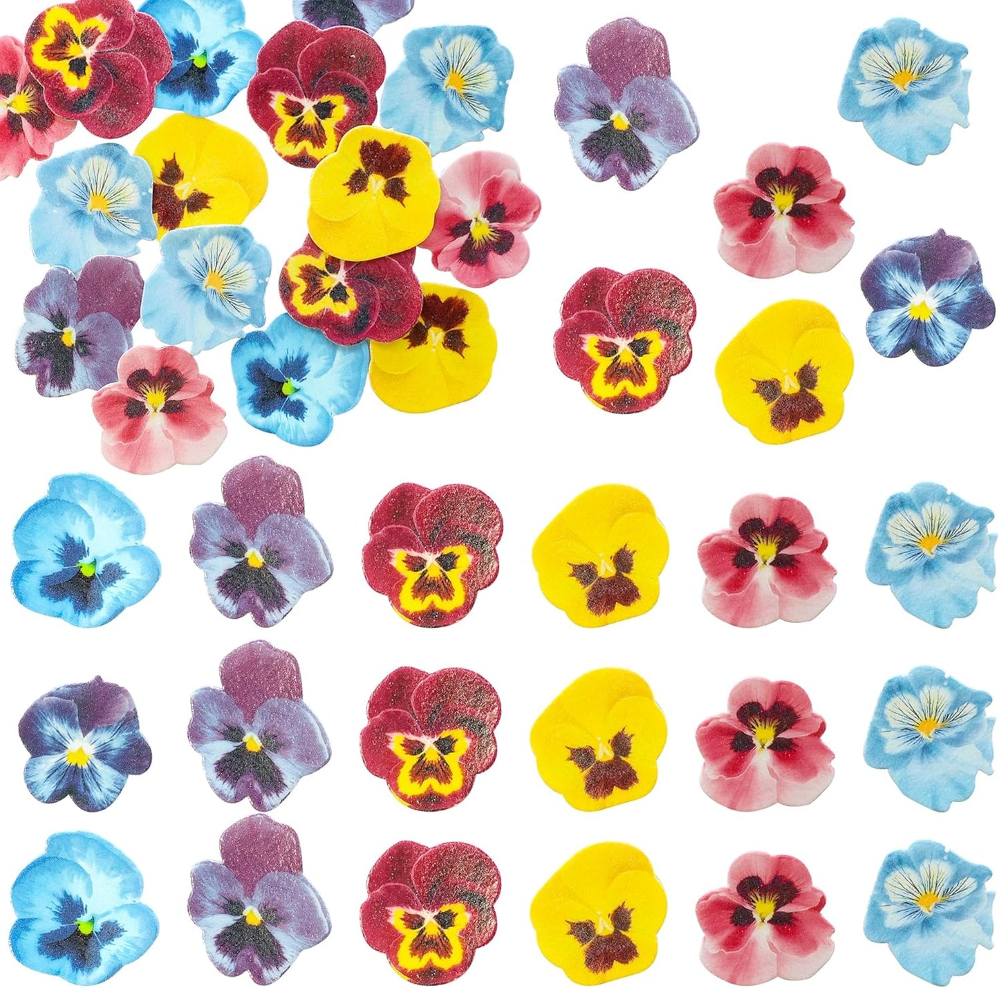 Ephlyn 60Pcs Wafer Paper Flower Cupcake Toppers Spring Bridal Engagement Baby Shower Birthday Party Cupcake Picks Anniversary Party Decorations Supplies