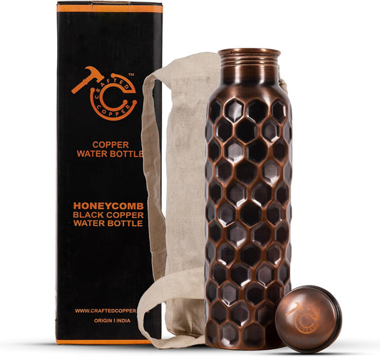 100% Pure Copper Water Bottle For Drinking 34 Oz Extra Large - Ayurvedic Copper Vessel For Drinking - Drink, Yoga, Fitness, and Daily Hydration - Enjoy The Healthy Benefits