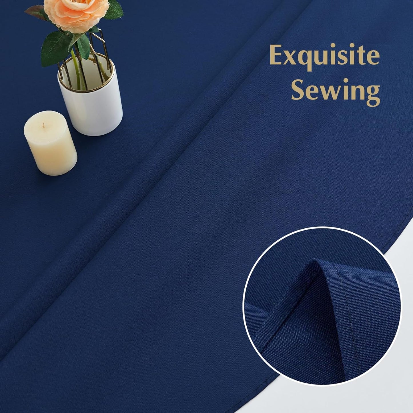 2 Pack Round Table Cloth 48 Inch Navy Tablecloth Washable Polyester Solid Dining Table Cover for Birthday Party Dinner Holiday Outdoor Indoor