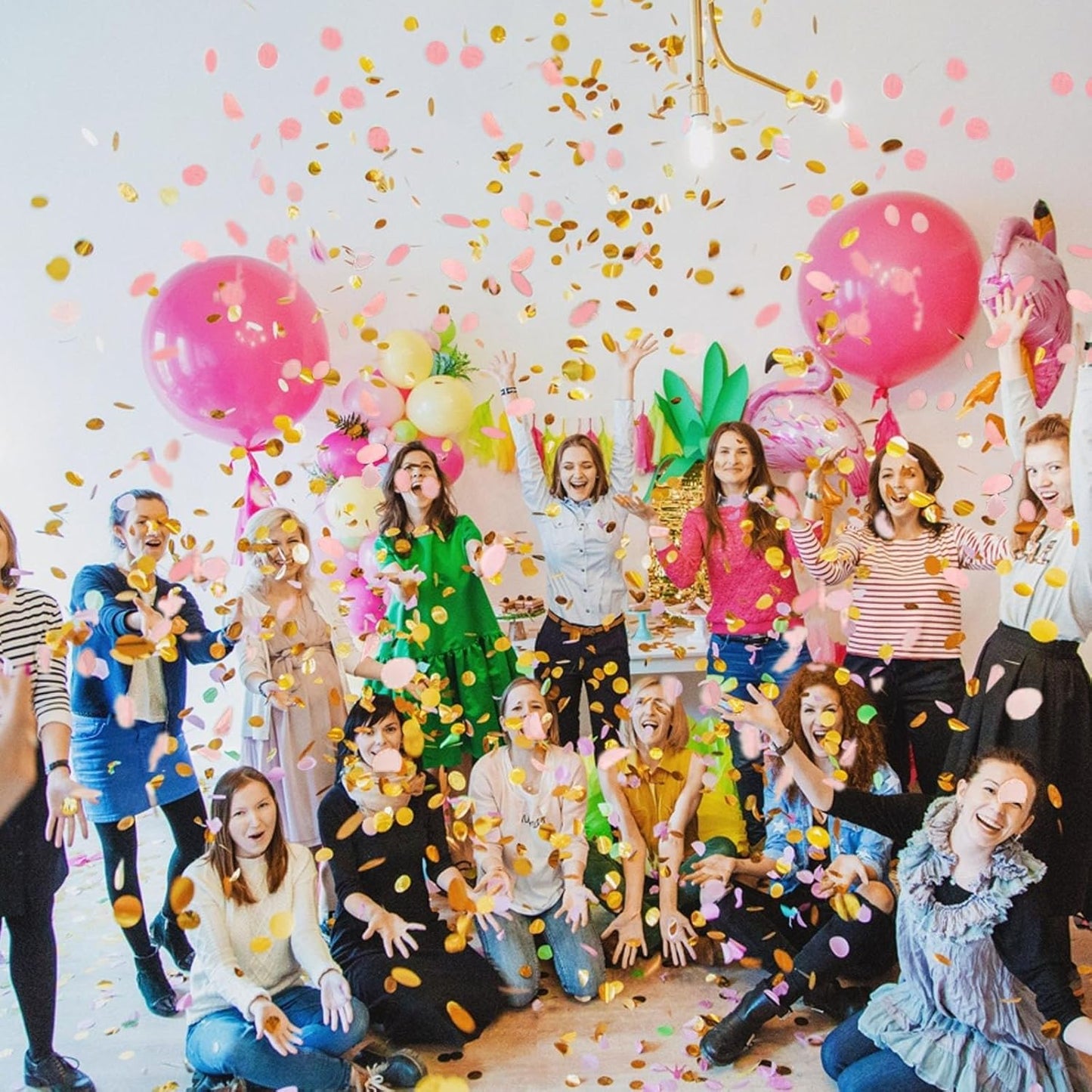 6 Pack Gender Reveal Confetti Cannon, 12 Inch Pink Biodegradable Confetti Poppers for Girl Gender Reveal, Birthday, Wedding, Baby Celebration, Parties