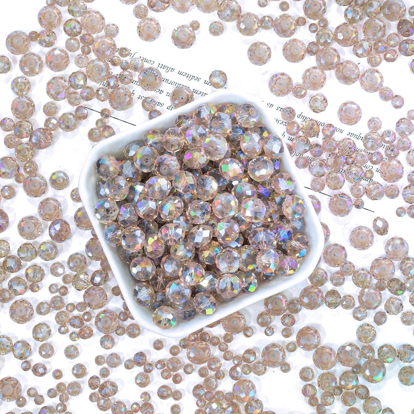 220Pcs 10mm Crystal Glass Beads for Jewelry Making Beads for Bracelets Necklace Pendants Making Supplies(Silver Champagner)