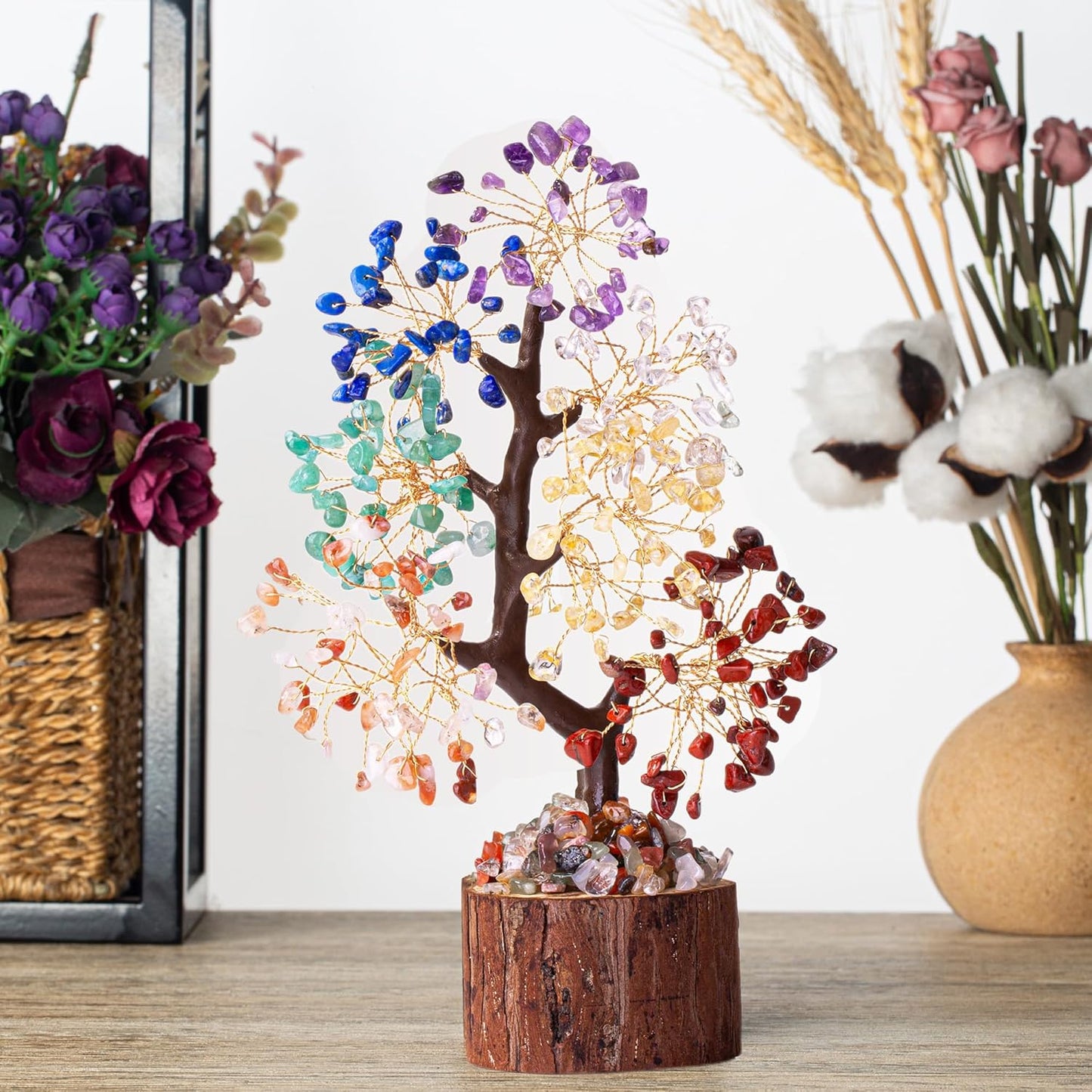 MAIBAOTA 7 Chakra Tree Crystal Tree of Life Decor Birthday Gifts for Women Healing Crystals for Positive Energy Spiritual Gift for Sister and Mom Housewarming Gifts New Home Money Trees Decoration