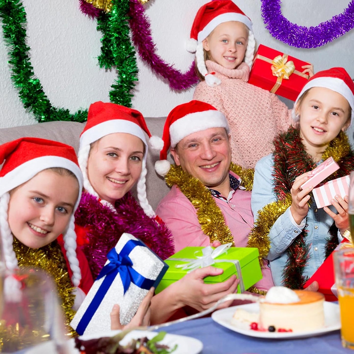 25 Feet Purple Christmas Tinsel Garland, Metallic Foil Twist Banner Wall Hanging Tinsel Streamers Backdrop for Parade Floats, Christmas, Mother's Day, Birthday Party Decorations(4in x 25ft)