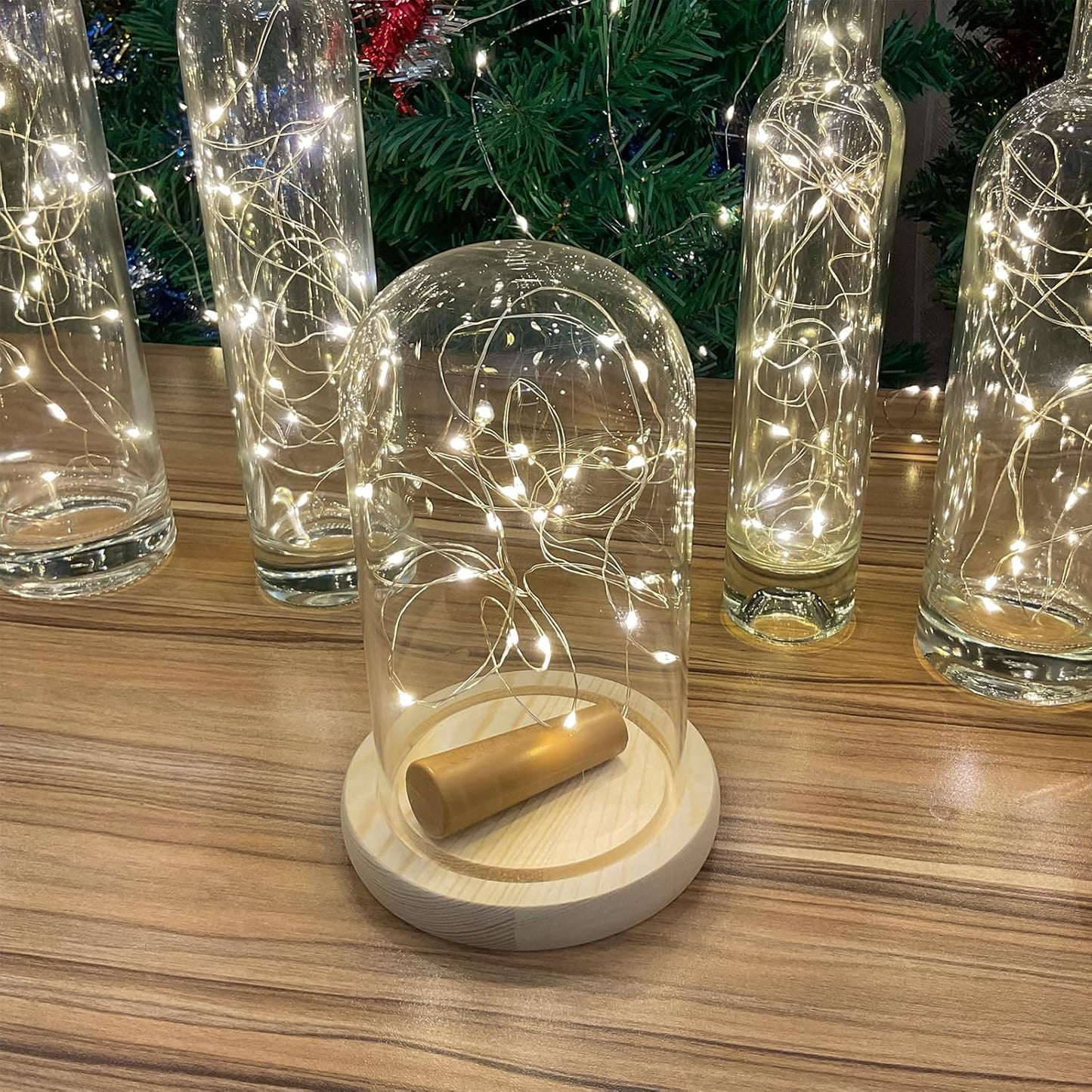 6-Pack LED Bottle Lights with Dual Battery Pack, 6.6ft 20 LEDs, Twice The Runtime, Warm White for Indoor & Outdoor Christmas Décor.(6 Pack, Warm White（Dual Battery Pack）)