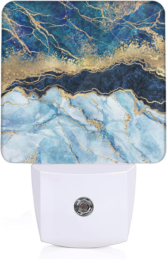 Blue Indigo Marble Night Light, Night Light Plug into Wall with Dusk to Dawn Sensor, LED Lamp Energy Saving Lights for Men Women Boys Girls,Lamp for Bedroom Bathroom Hallway