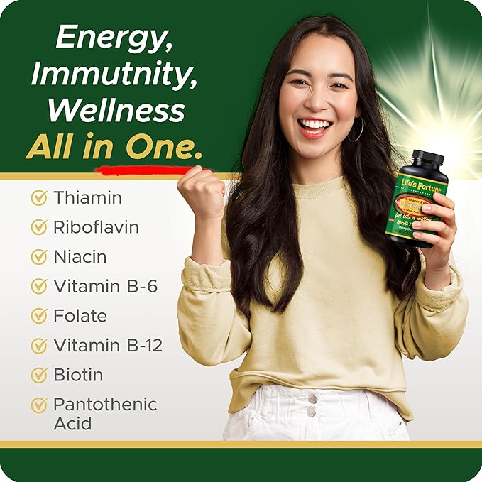 Life's Fortune Whole Food Multivitamin & Mineral, Advanced Energy Support Supplement, Daily Wellness for Men & Women, Amino Acids, 180 Vegetarian Tablets