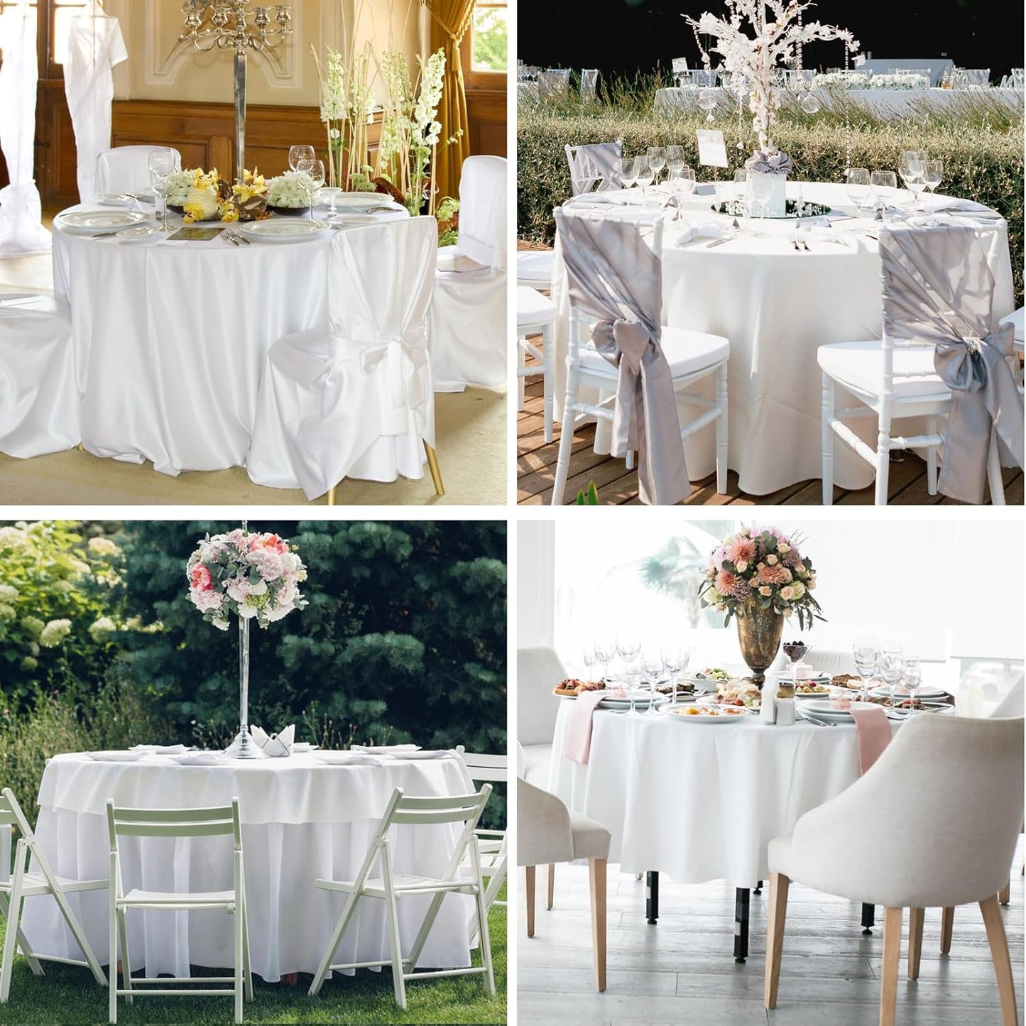 Round Tablecloth 120 Inch 1Pack White Tablecloths Washable Decorative Linen Polyester Table Clothes Cover for Dining Table Banquets Buffet Parties and Wedding