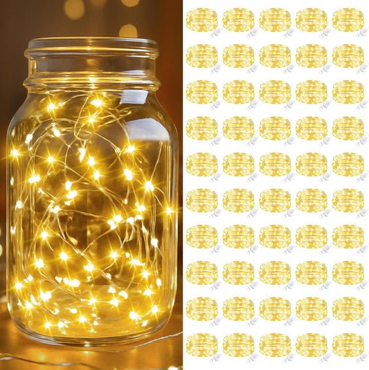 btfarm 100 Pack Fairy Lights Battery Operated, 7FT 20 LED Mini String Lights Waterproof Silver Wire for Mason Jars Centerpiece Table Crafts Bedroom Christmas Decoration, Warm White