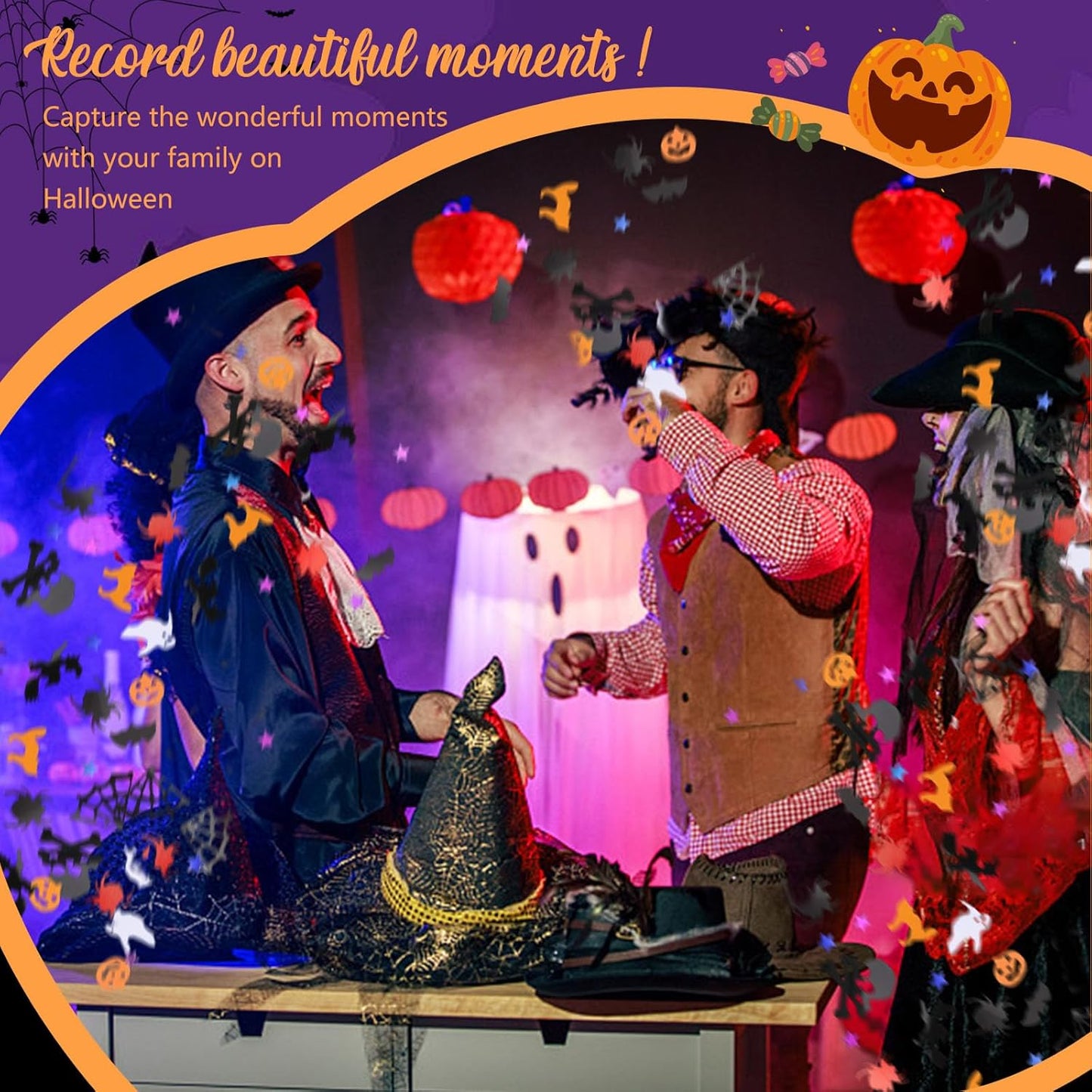 4 Pack Halloween Confetti Poppers, 12 Inch Confetti Cannon Party Poppers Shooters for Birthday, Wedding, Graduation, Anniversary, Parties, Halloween