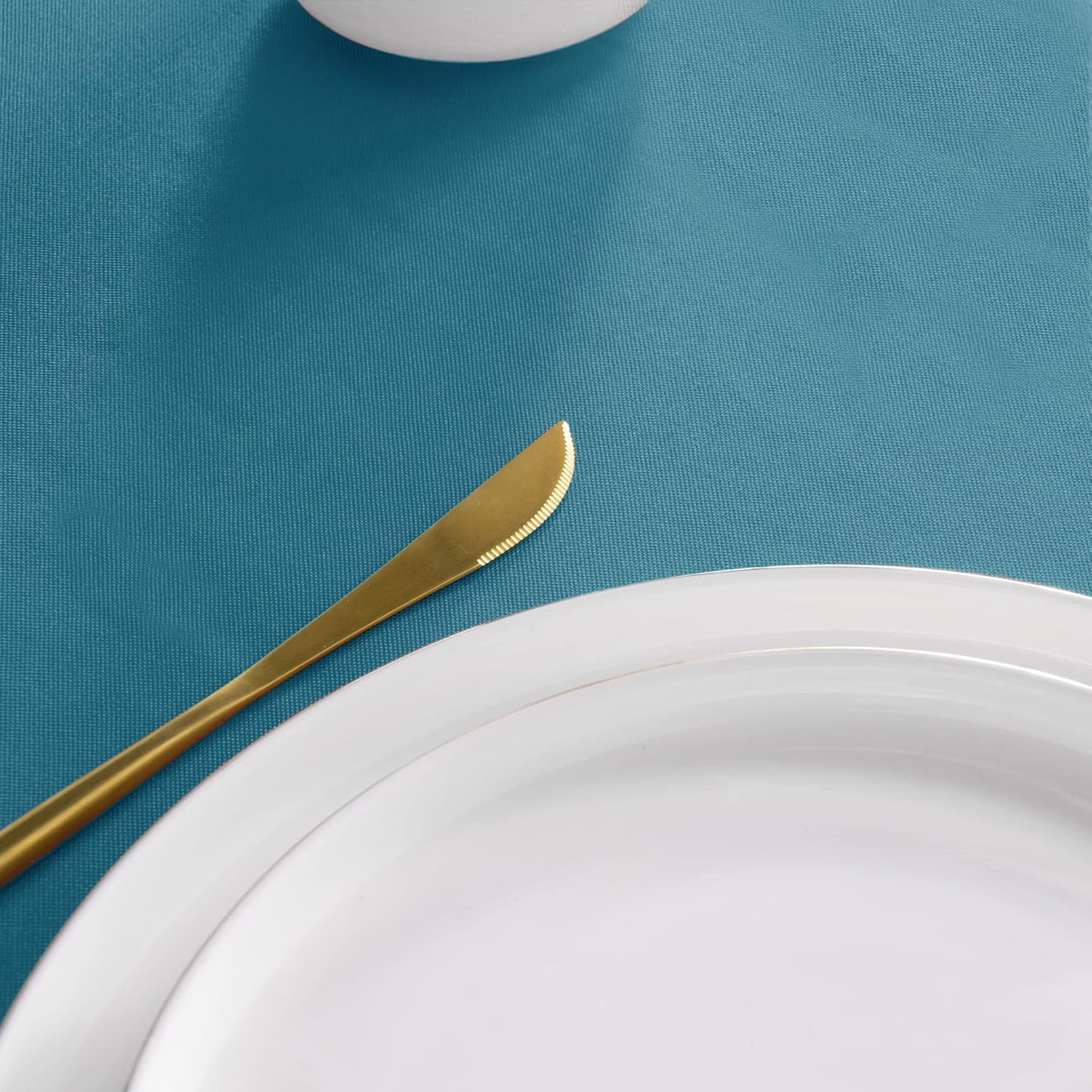 sancua Round Tablecloth - 60 Inch(Fits 20-48 Inch Tables) - Water Resistant Spill Proof Washable Polyester Table Cloth Decorative Fabric Table Cover for Dining, Buffet Parties and Camping, Teal