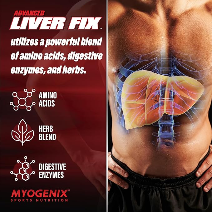 Myogenix Liver Fix – Professional Liver & Organ Detox Formula – Enhances Digestion – Supports Fat Metabolism – Easy-to-Swallow – Dietary Supplement (120 Capsules)