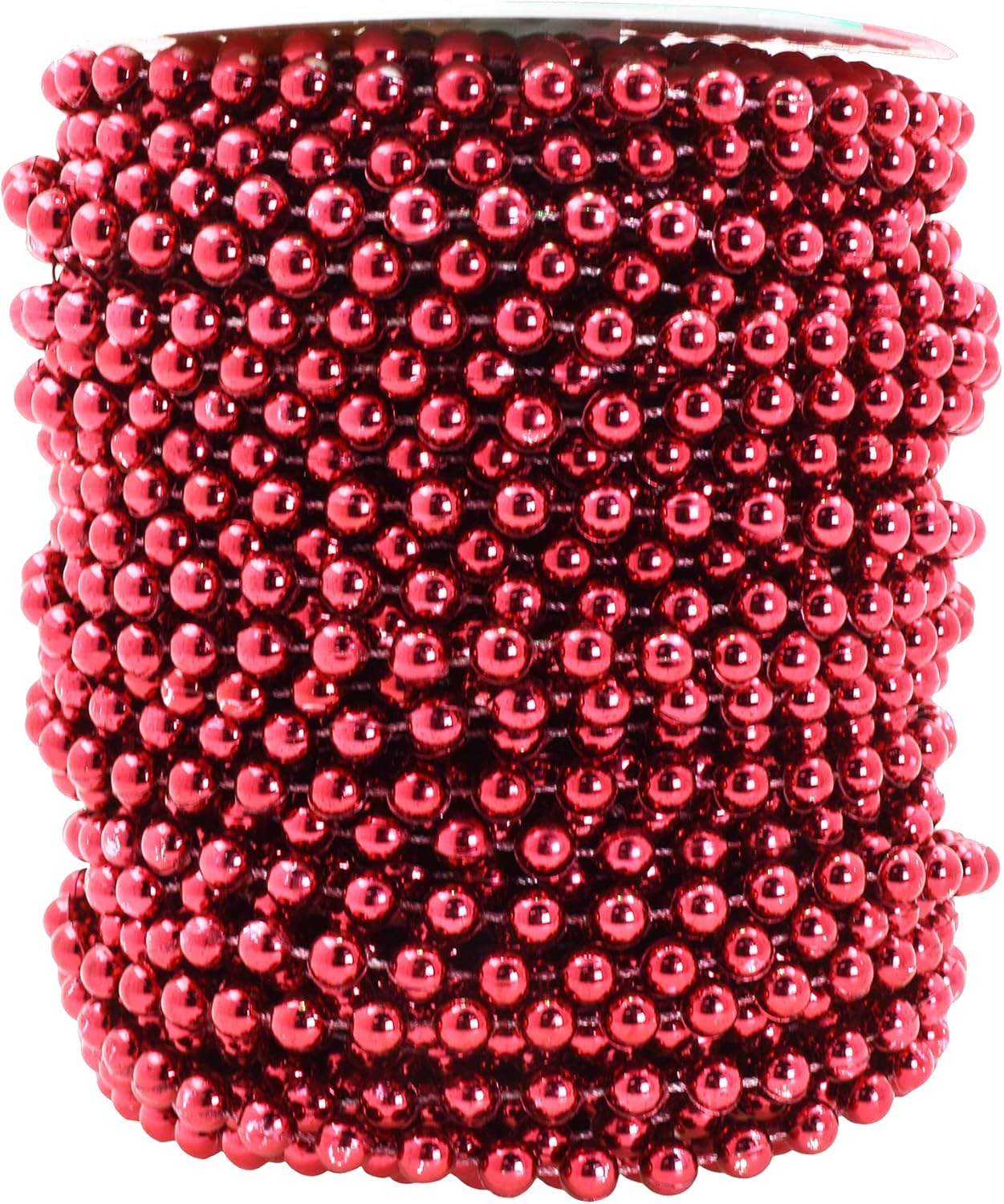 Mandala Crafts 6mm Faux Burgundy Pearl Beads Roll - 27 Yards Strand of Fake Pearls Chain Garlands Spool String for Christmas Tree, Wedding, Party, Vases, DIY Decoration