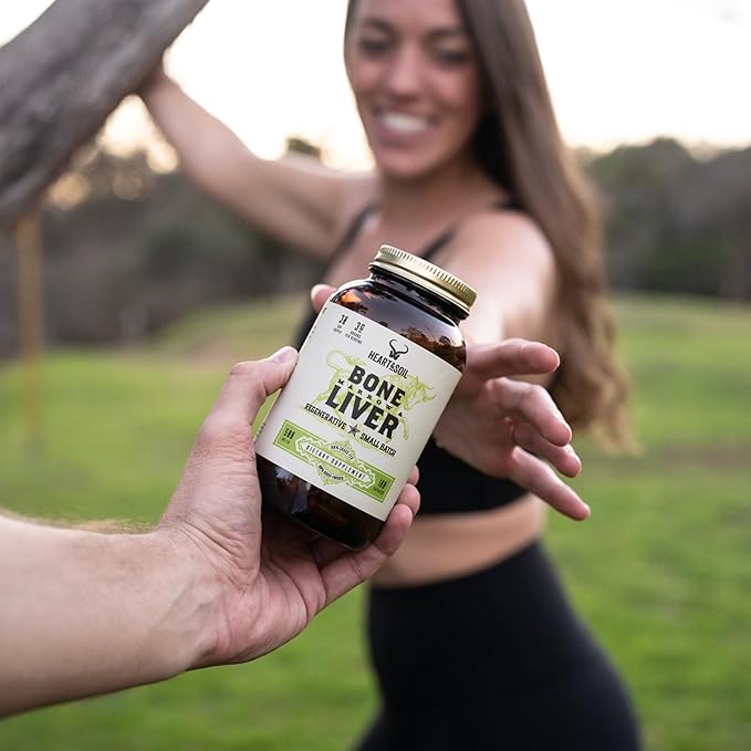 HEART & SOIL - Grass-Fed Bone Marrow and Beef Liver Supplement – 3000mg, Desiccated Organ Blend for Mood, Bone, Joint, Tissue, Skin Health - Non-GMO, Allergen-Free – 180 Capsules