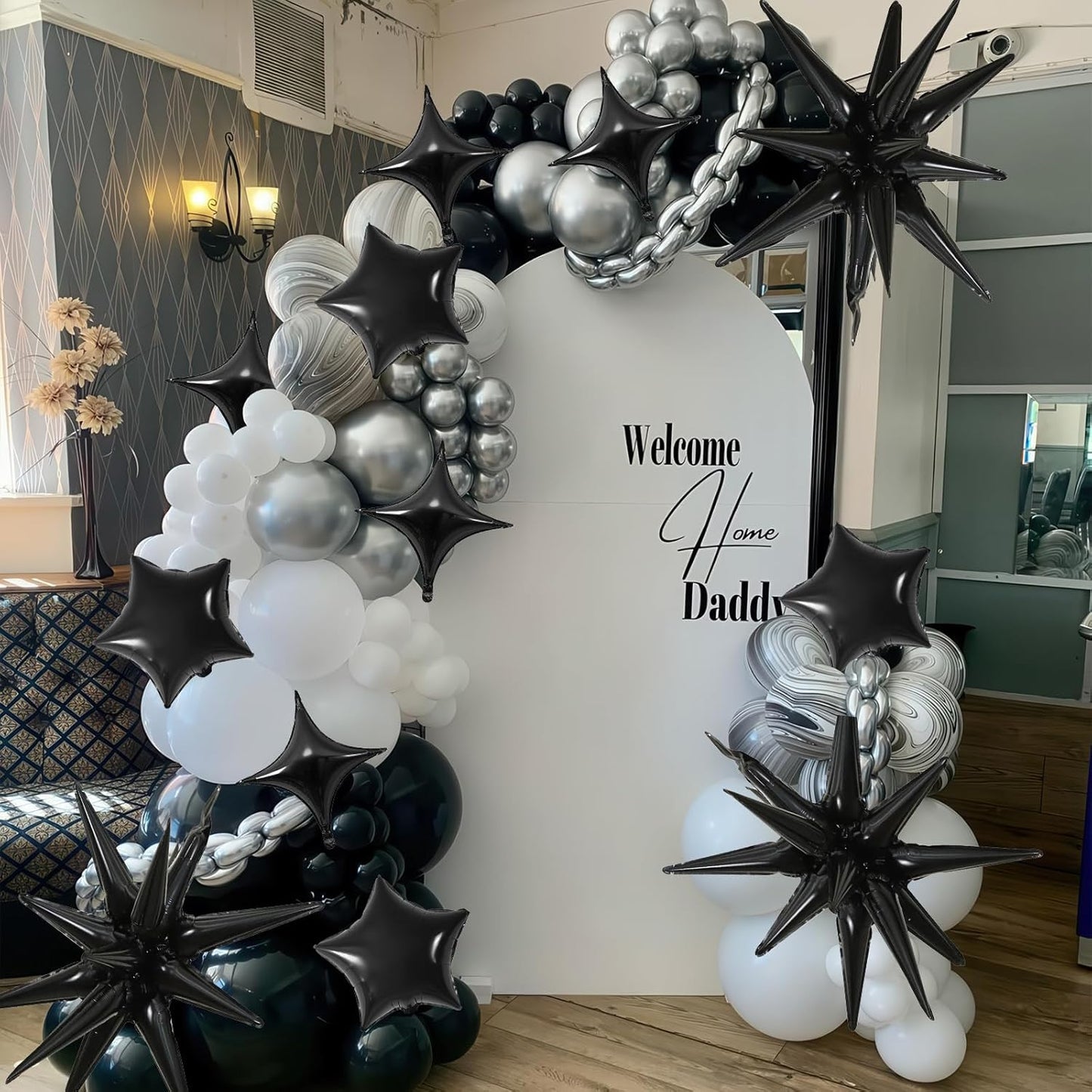 Black Star Balloons, 22in Large Star Balloons Foil 10in 4-Pointed & Black Pentagram Balloon for Graduation Wedding Halloween Baby Shower Birthday Party Decorations