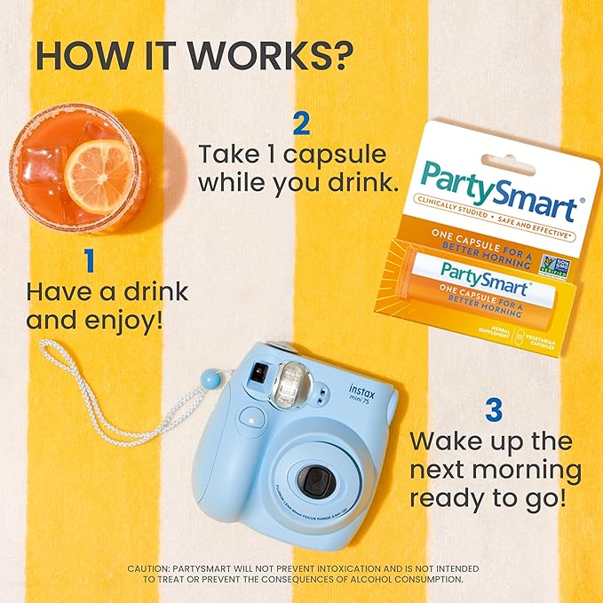 Himalaya PartySmart, One Capsule for a Better Morning, Plant-Based, Liver Support, Better Morning After Drinking, Clinically Studied, Non-GMO Project Verified, 12 Capsules