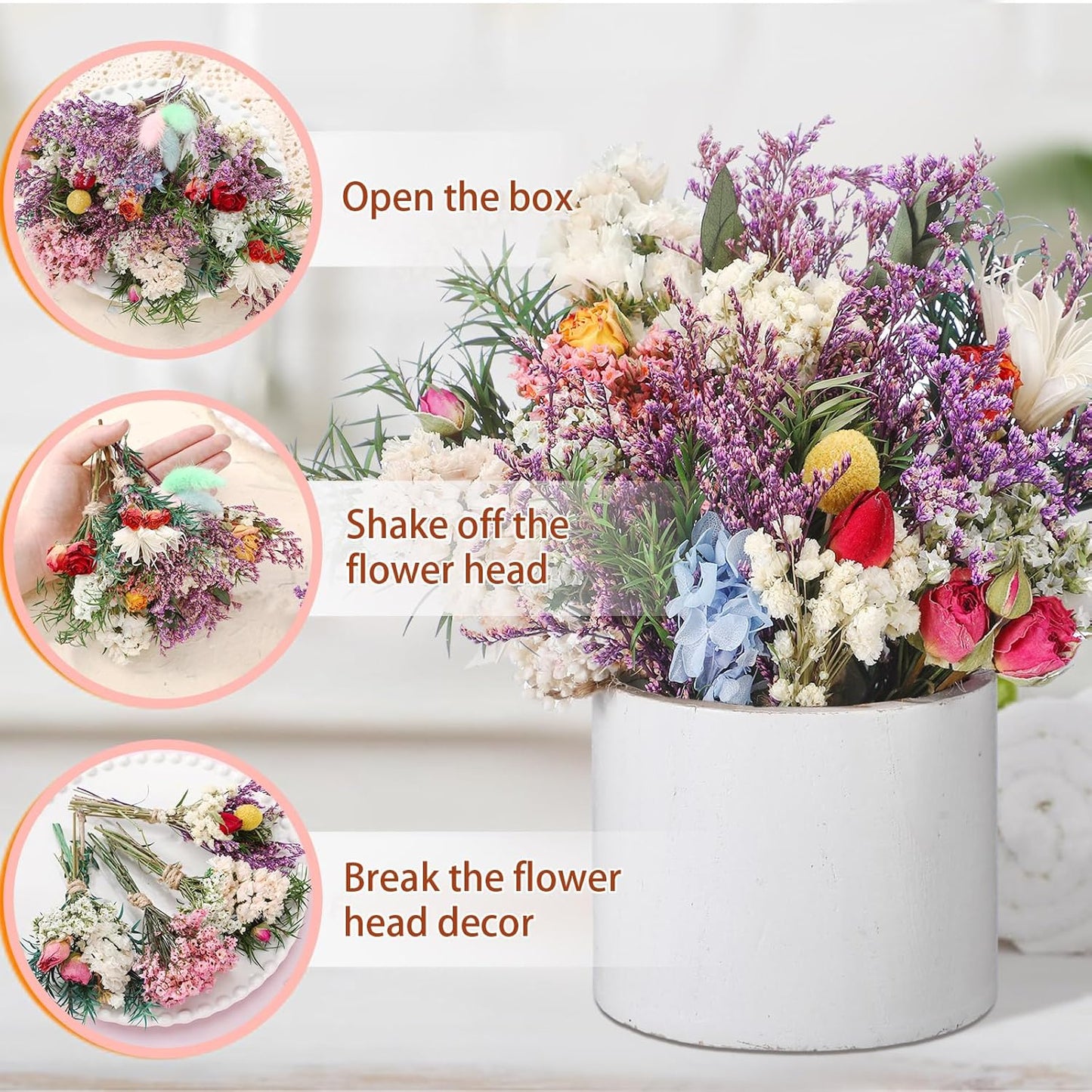 10/12/24/36 Pack Mini Dried Flowers for Vase Wedding Various Mini Bouquet Dried Small Wildflowers Natural Flowers Bulk for Crafts DIY Decor (12, Romantic Colour)
