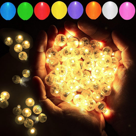 50pcs LED Warm White Balloon Lights, Round LED Mini Lights for Paper Lantern Balloon Birthday Party Event Indoor Outdoor Wedding Decoration Halloween Christmas Supplies