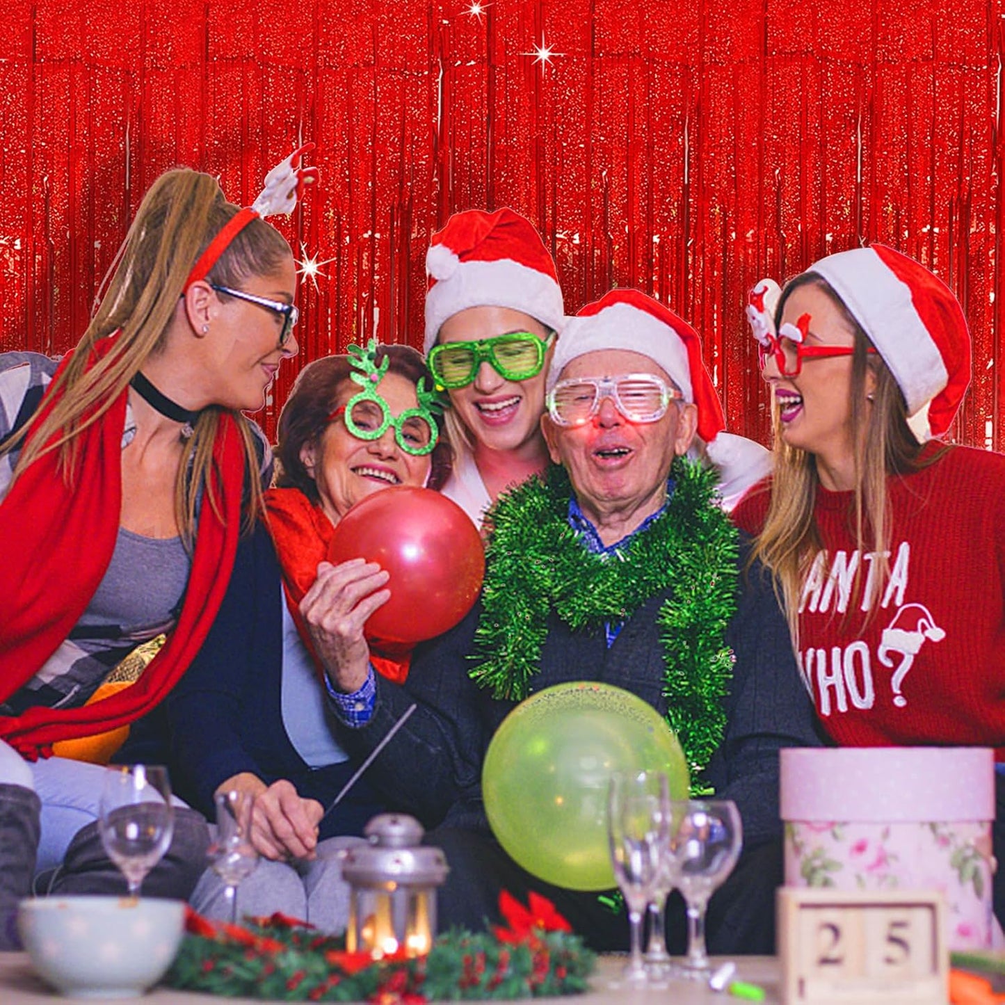 Tinsel Curtain Party Backdrop Red Birthday Decorations 10 Packs Glitter Foil Fringe Curtain Party Decor Streamers Photo Booth for Birthday Christmas Wedding Halloween Graduation Decorations