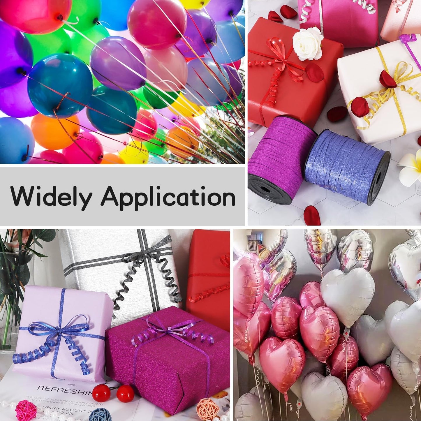 BEISHIDA 500 Yards Black Glitter Ribbon Curling Crimped, Glitter Ribbon Balloon String Shiny for Gift Wrapping Ribbon for Birthday Party Festival Art Craft Decor Florist Flowers Decoration