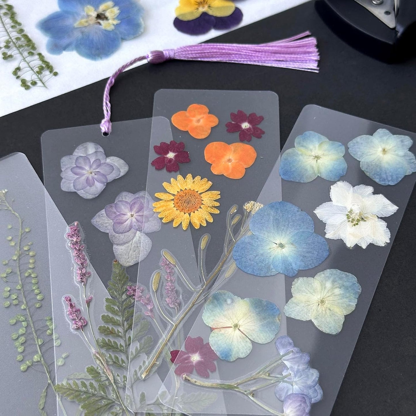 Real Dried Pressed Flowers Leaf Plant Herbarium for Crafts Resin Jewelry Making, Floral Cake Decorations-Fog Blue