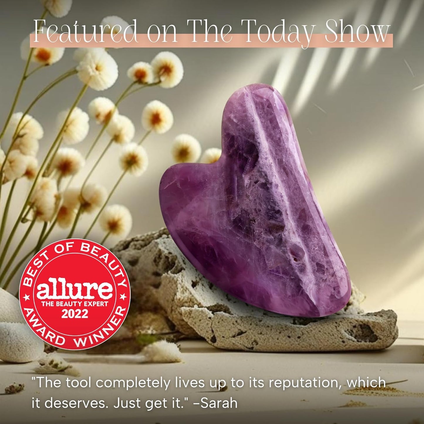 Mount Lai Amethyst Gua Sha Facial Tool – The Stone of Inner Clarity – 100% Genuine Amethyst Stone Face Sculpting Tool for Lymphatic Drainage, Puffiness Reduction & Confident Radiance