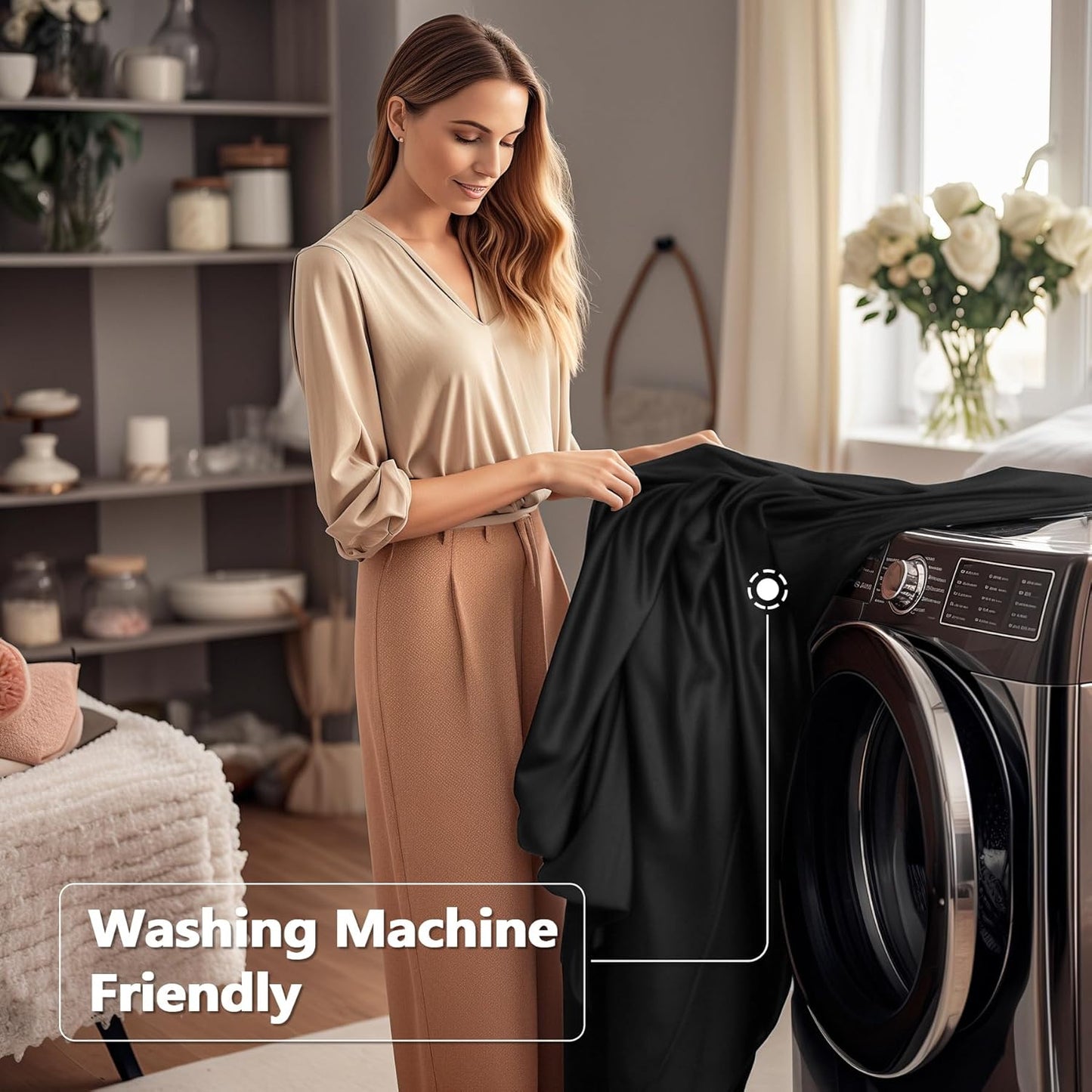 Wish Care 2 Pack Black Spandex Table Cloths - Fitted, Wrinkle Free, 6ft Rectangle Table Cover for Party, Banquet, Wedding & Events