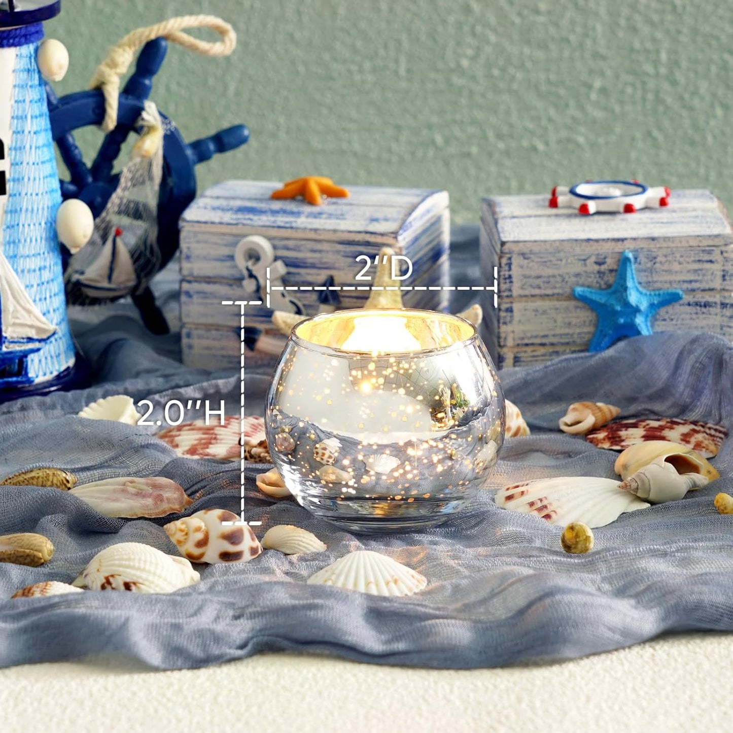 Homemory 12 Pcs Silver Votive Candle Holders, Round Mercury Glass Candle Holder, Tealight Candle Holders for Table Centerpieces, Baby Shower, Anniversary, Wedding, Home Decor, Halloween, Christmas