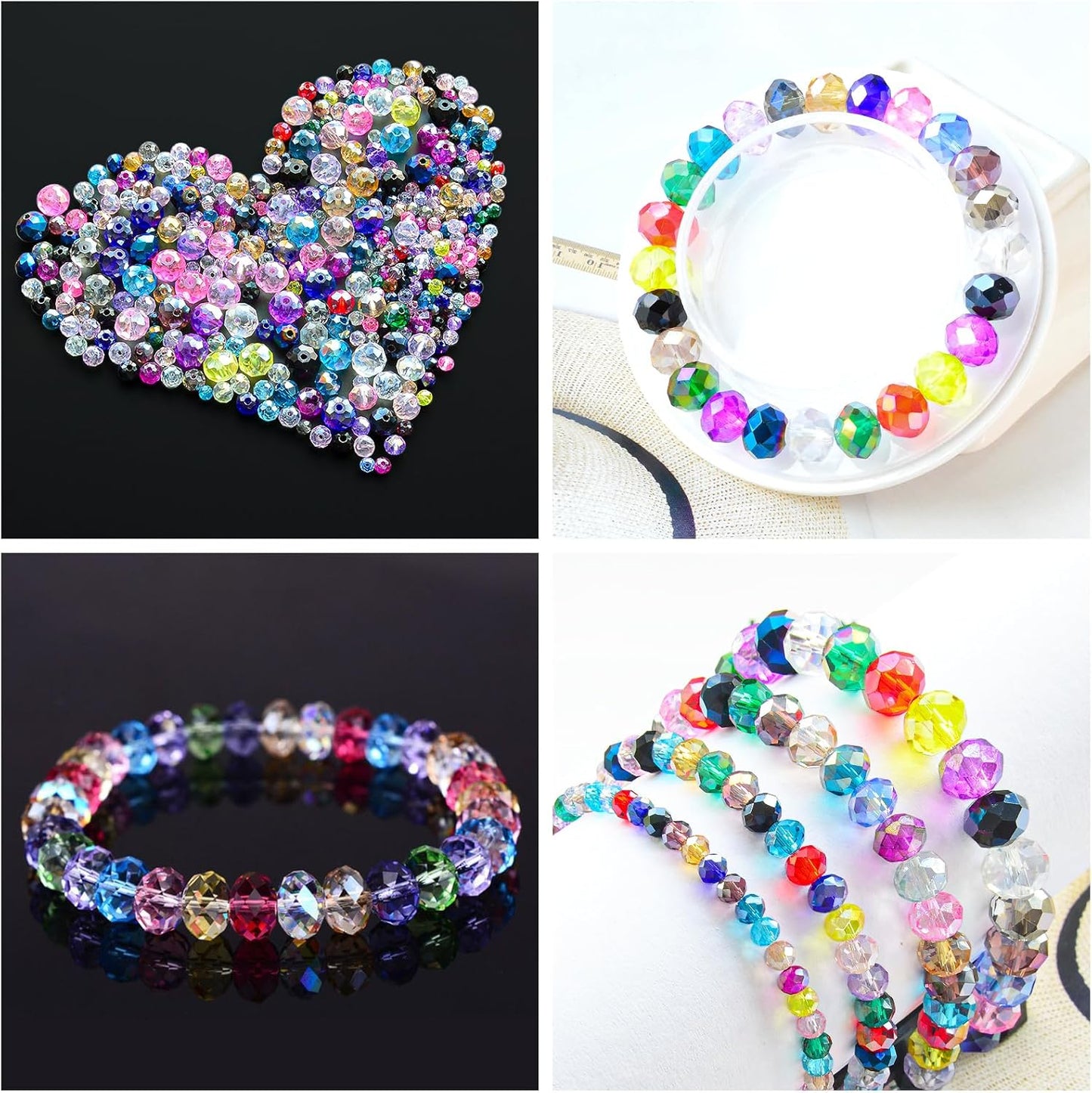 460Pcs Colors Random 8mm Crystal Glass Beads for Jewelry Making Beads for Bracelets Necklace Pendants Making Supplies(Mixed Colors)