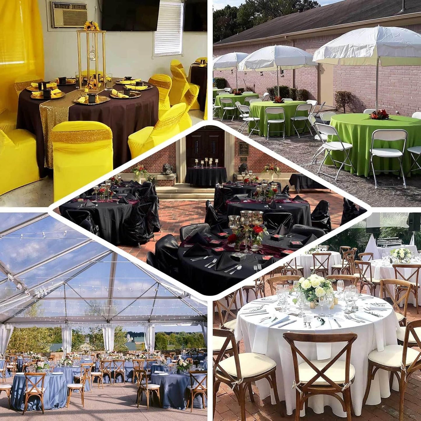 Efavormart Round Tablecloth, 120 Inch Stain & Wrinkle Resistant Washable Table Cloth, Decorative Polyester Fabric Table Cover for Banquet, Wedding, Dining - Yellow