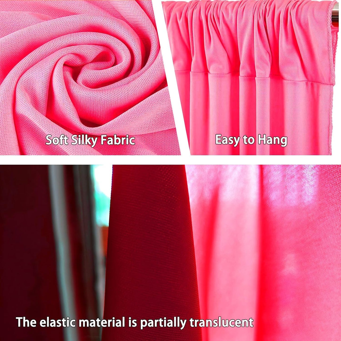 10 x 10 Feet Pink Backdrop Curtain for Partie, Background Curtains for Photoshoot, Birthday, Wedding, Halloween, Thanksgiving, Christmas Day, New Year Party Decorations 5Ft x 10Ft, 2 Panels