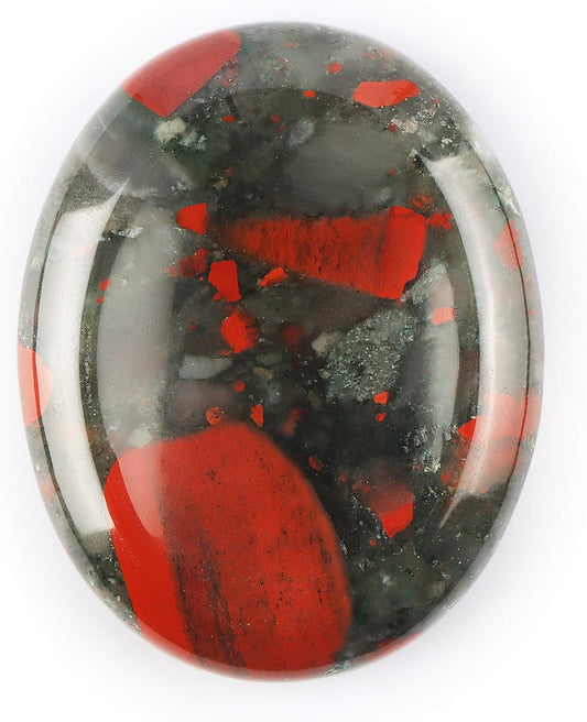 Artistone Crystal Chakra Worry Stone Africa Blood Stone Oval Shaped Crystal Healing Pocket Meditation Thumb Stone Reiki Gifts for Women Kids