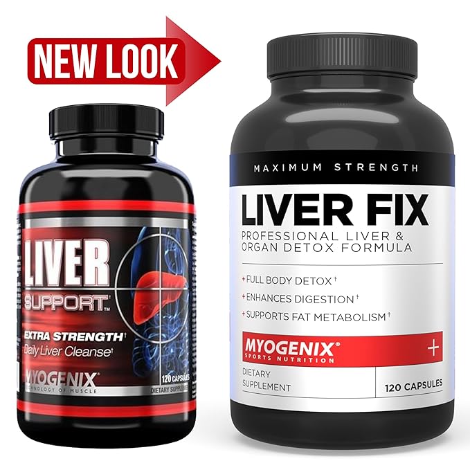 Myogenix Liver Fix – Professional Liver & Organ Detox Formula – Enhances Digestion – Supports Fat Metabolism – Easy-to-Swallow – Dietary Supplement (120 Capsules)
