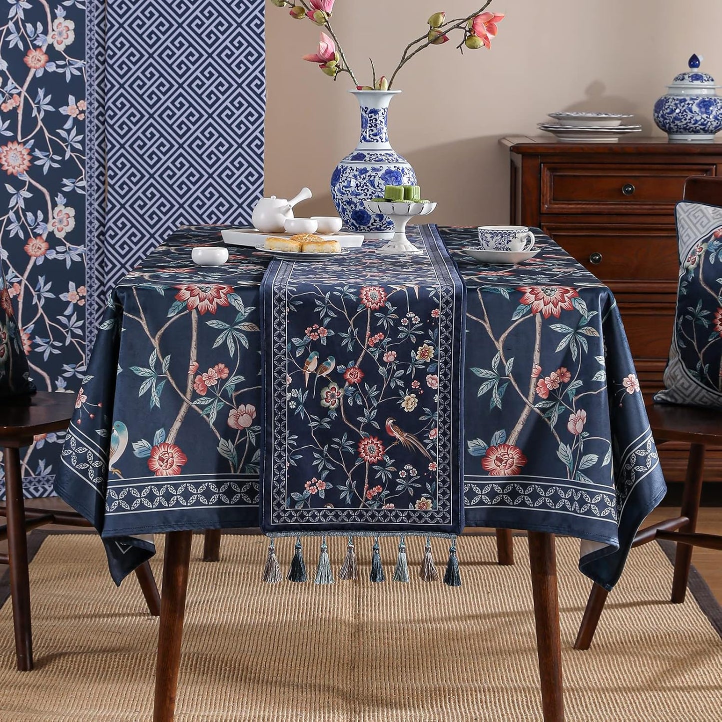 Velvet French Table Runner Farmhouse for Home Kitchen Dining Decor Parties Family Dinners Wedding 12"*118"