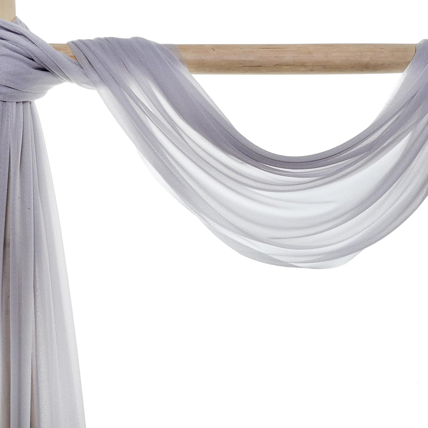 VDS Pack of 2 Panel (30 Inch X 100 Feet) Wedding Arch Draping Fabric Sheer Chiffon Fabric Drapery for Wedding Ceremony Reception Swag Backdrop Canopy Chuppah ARBO Altars Decoration (Cool Grey)