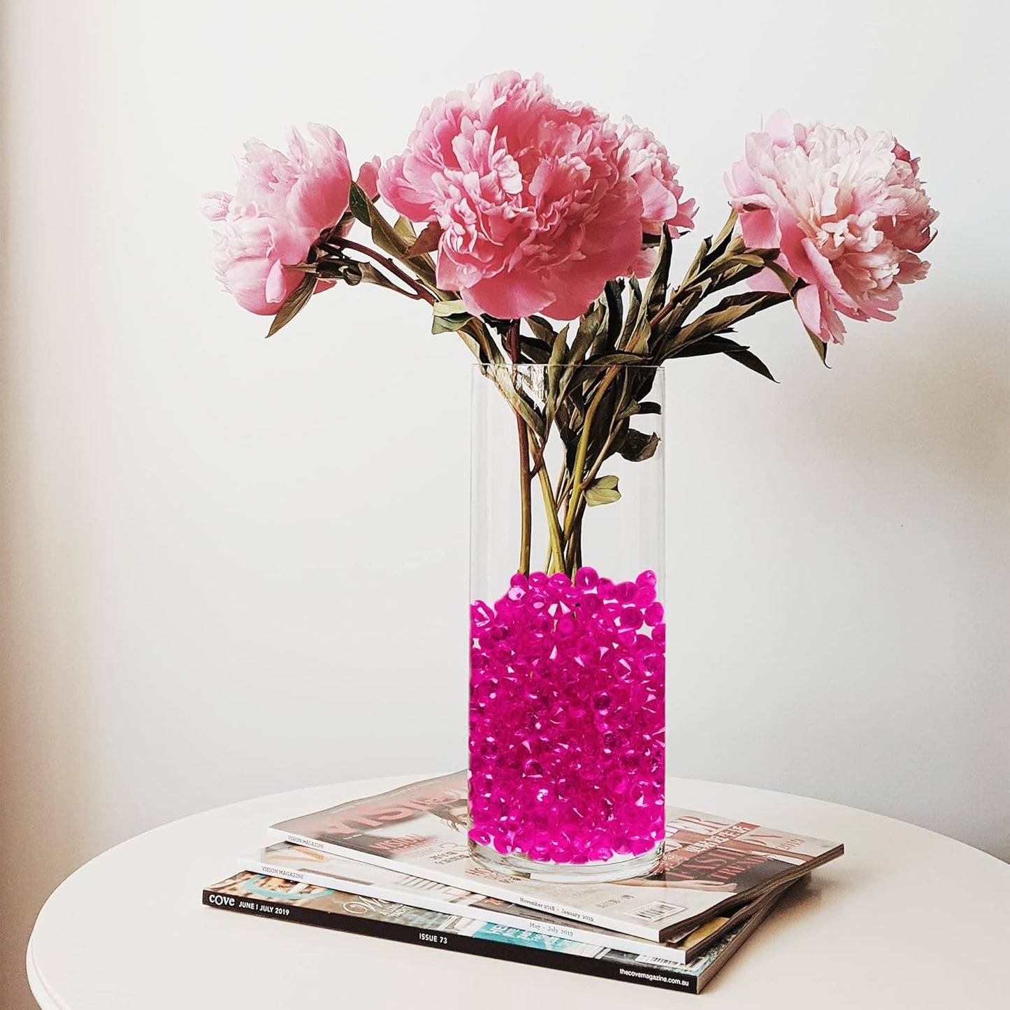 Super Z Outlet Fuchsia Acrylic Round Diamond Crystals Treasure Gems for Table Scatters, Vase Fillers, Event, Wedding, Birthday Decoration Favor, Arts & Crafts (1 Pound, 240 Pieces)