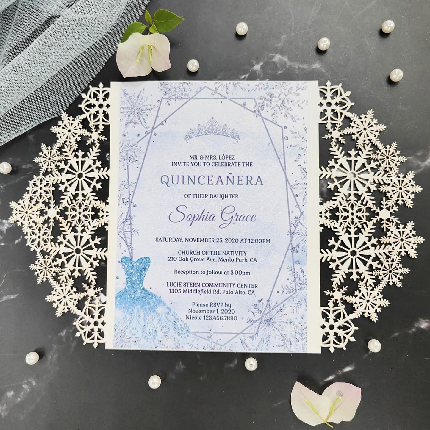 20 sets glitter snowflake invitations,laser cut wedding invitations,DIY wedding invitations,invitation card pocket envelop for all occation