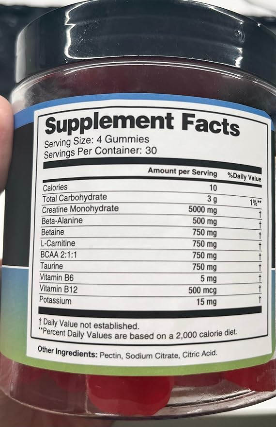 Creatine Monohydrate Gummies for Men & Women, 120 Count Creatine Gummies, Delicious Raspberry Flavor