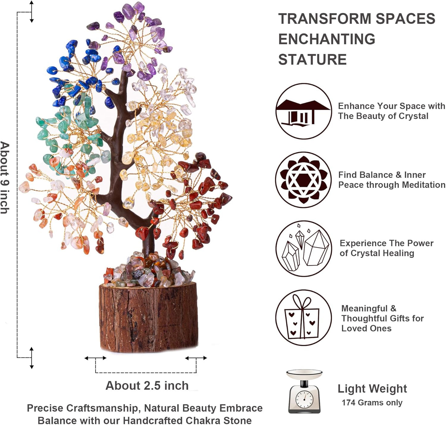 MAIBAOTA 7 Chakra Tree Crystal Tree of Life Decor Birthday Gifts for Women Healing Crystals for Positive Energy Spiritual Gift for Sister and Mom Housewarming Gifts New Home Money Trees Decoration