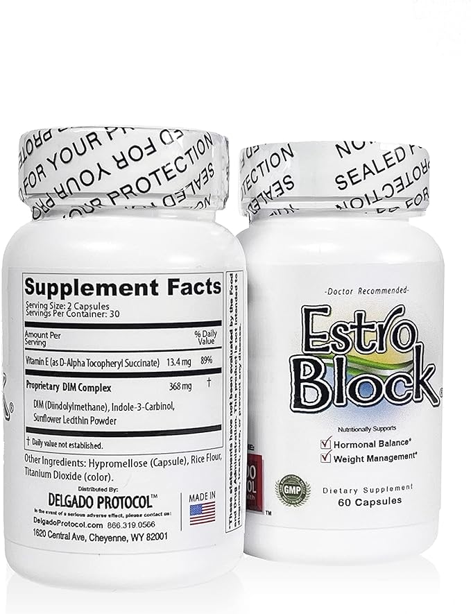 Estroblock - 2-Pack 120 Capsules Total - DIM & Indole 3-Carbinol for Natural Hormonal Hormone Balance, Acne - Anti Toxic Estrogen Aromatase Inhibitor Blocker. Vegan,Soy-Free, Dairy-Free, Non-GMO (2)