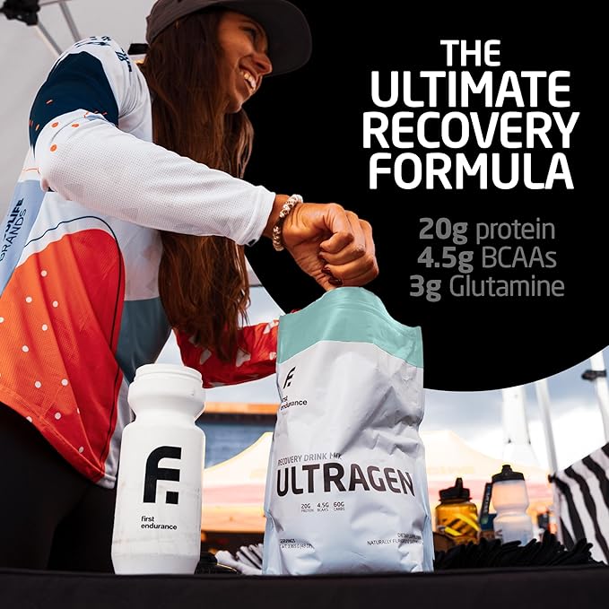 FIRST ENDURANCE Ultragen Workout Recovery Drink Powder, Protein Mix, Boosts Energy, Accelerates Recovery | Vanilla, 15 Servings