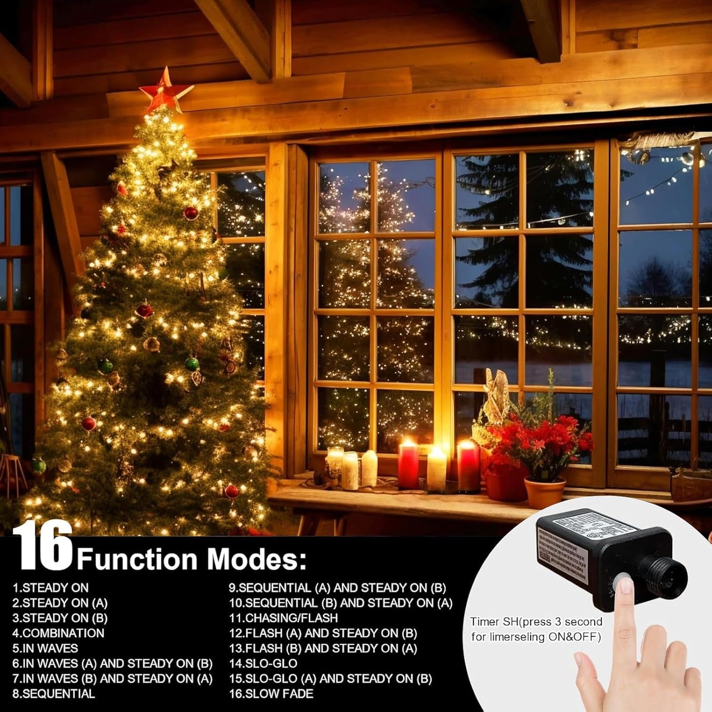 LAMPHOME 66ft Christmas Decorative Mini Lights,200 LED Transparent Wire Fairy Starry String Lights Plug in, 11 Lighting Modes, for Indoor Outdoor Xmas Tree Wedding Party Decoration (Warm White)