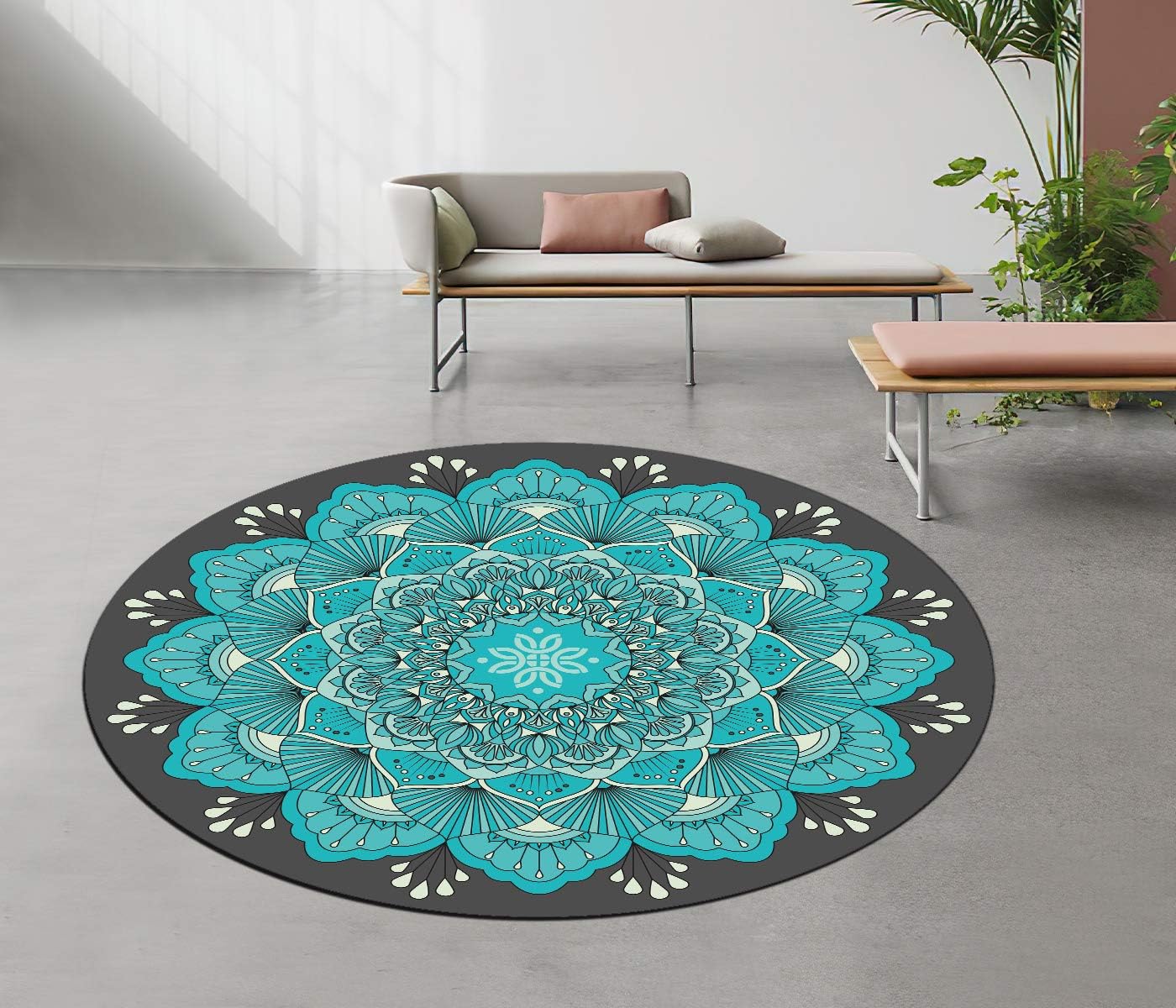 Pilates Mat Round Oversize Yoga Mat Suede Rubber Non-Slip Dia 140cm Exercise Mat Meditation Mat Workout Mat for Home Outdoor
