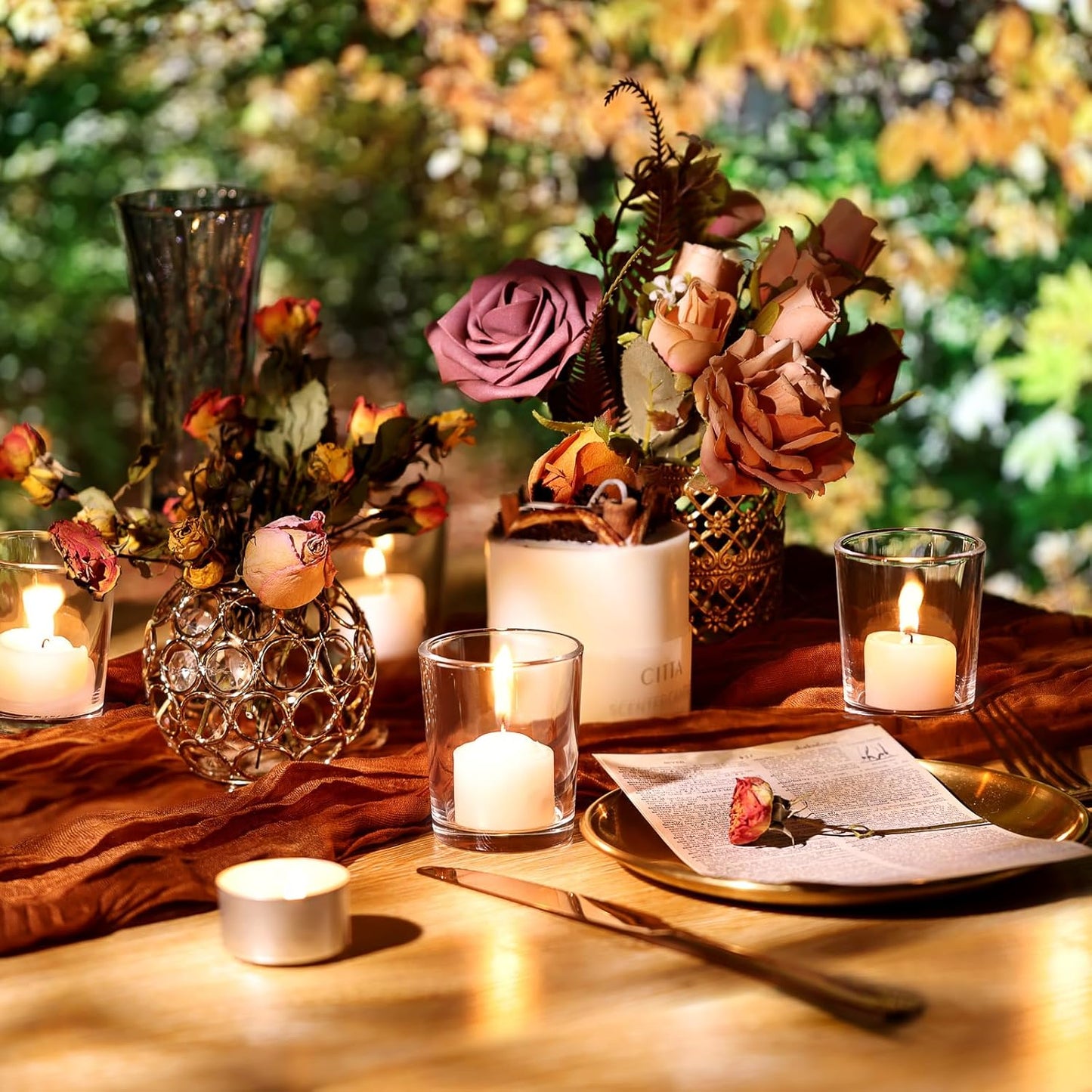 Letine 36-Pack Votive Candle Holders - Clear Glass Tea Light Holders - Glass Votive Candle Holder Bulk for Wedding Centerpieces/Home Table Decor/Propose/Christmas and Thanksgiving