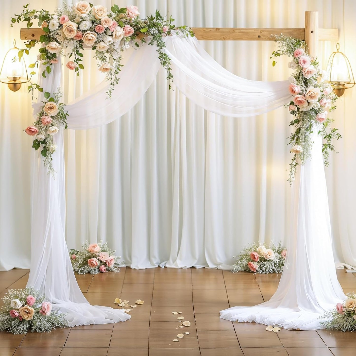 Wedding Arch Draping Fabric White Arch Drapes Sheer Backdrop Curtain for Ceremony Wedding Arches Decor 19Ft Length x 28" Width 1 Panel