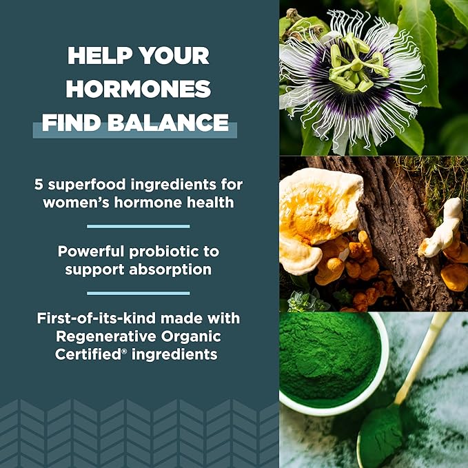 Ancient Nutrition Regenerative Organic Certified Women's Hormones Capsules, Supports Women’s Hormone Health, Healthy Digestion, and Gut Microflora, Gluten Free, Paleo and Keto Friendly, 90 Count