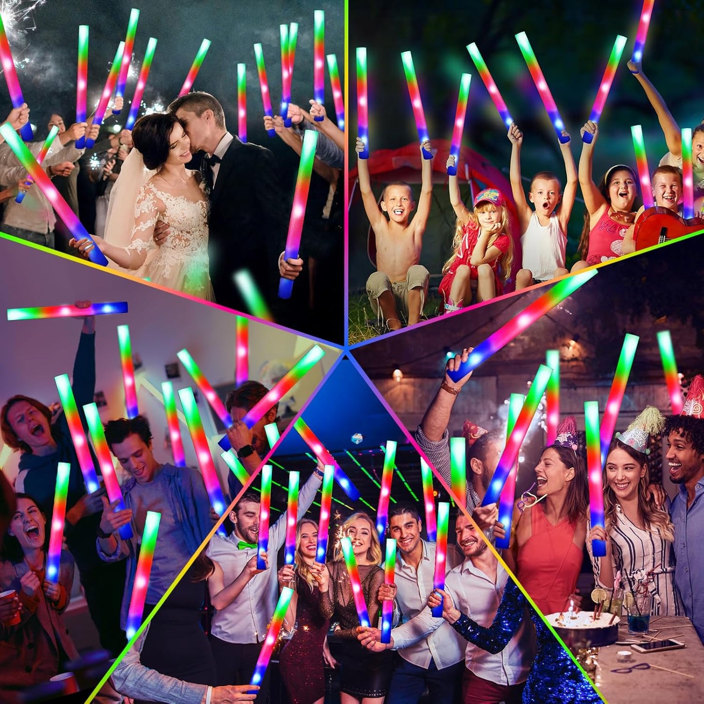 66 PCS Foam Glow Sticks, Glow In The Dark Party Supplies, Foam Light up Sticks with 3 Modes Colorful Flashing, Glow Party Supplies, Foam Glow Sticks Bulk for Wedding, Party, Concert, Raves, Birthday