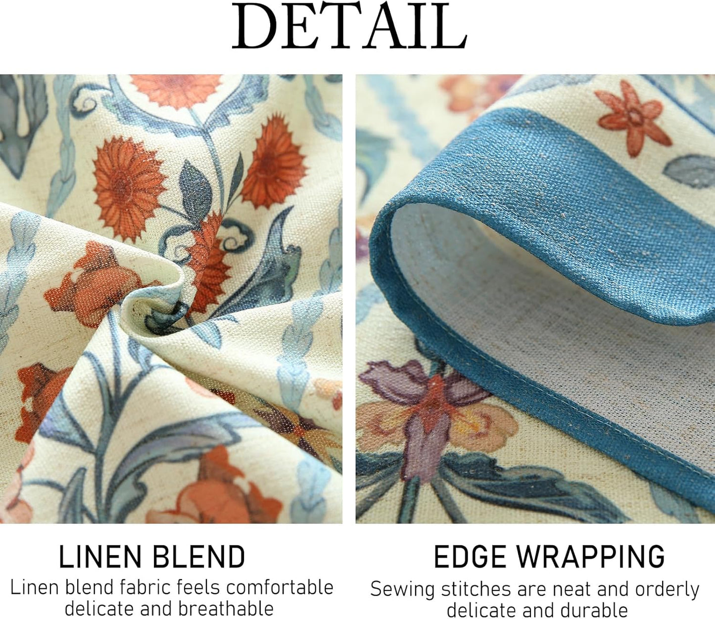 ISAENNE Designer Linen Elegant Small Round Tablecloth,Colorful Floral Bohemian Table Cloth,Wrinkle Resistant Decor Tablecloths for Dining Thanksgiving Kitchen Christmas,Diameter 55"-Floralsea A