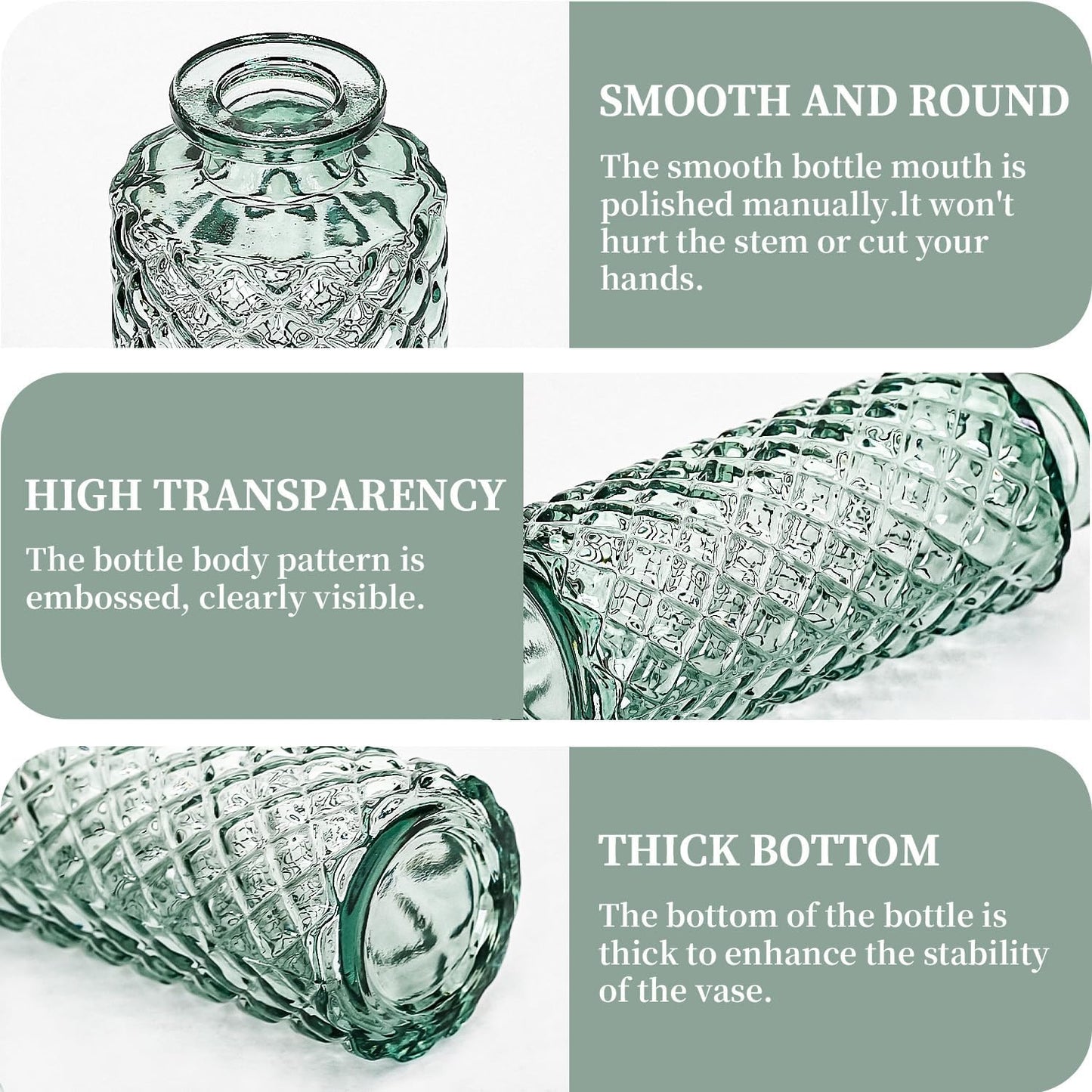 Mini Bud Vases As Wedding Centerpieces for Tables,Clear Bud Vases for Flowers,Small Flower Vases Suitable for Birthday Party,Anniversary,Wedding Reception,Baby Shower (Green, 24PCS)